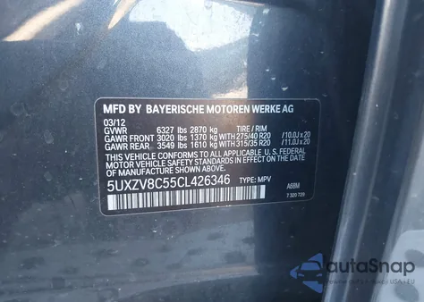 2012 BMW X5 xDrive50I from USA, damaged, VIN 5UXZV8C55CL426346